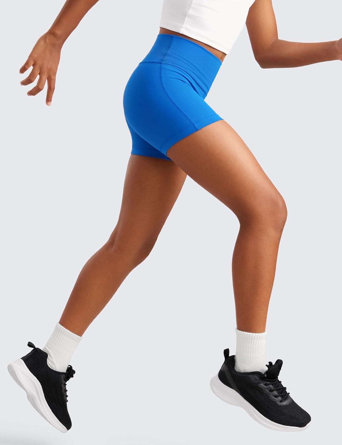 imageCRZ YOGA Girls Butterluxe High Waist Athletic Biker Shorts Dance Yoga Casual Kids Teen SummerSparkle Blue