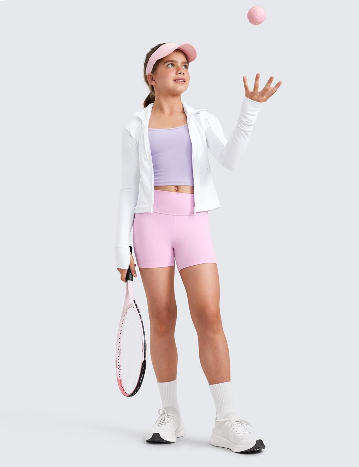 imageCRZ YOGA Girls Butterluxe High Waist Athletic Biker Shorts Dance Yoga Casual Kids Teen SummerVita Pink