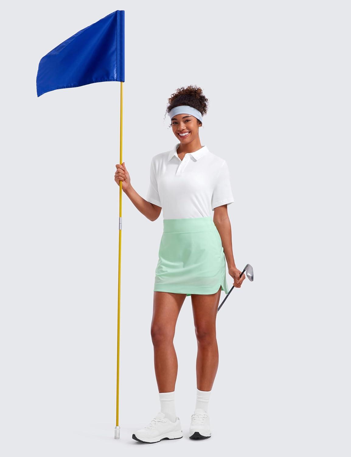imageCRZ YOGA High Waisted Dolphin Golf Skirts for Women Mini Lined A Line Tennis Casual Skort with Side PocketsMint Moment