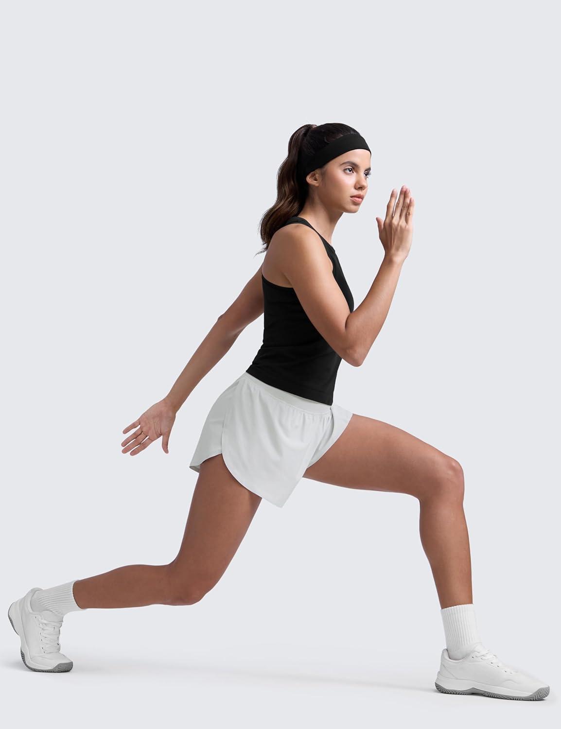 imageCRZ YOGA High Waisted Split Running Shorts for Women 3quot Comfy Mesh Liner for Workout Athletic GymTrack Quick DryPlatinum Grey