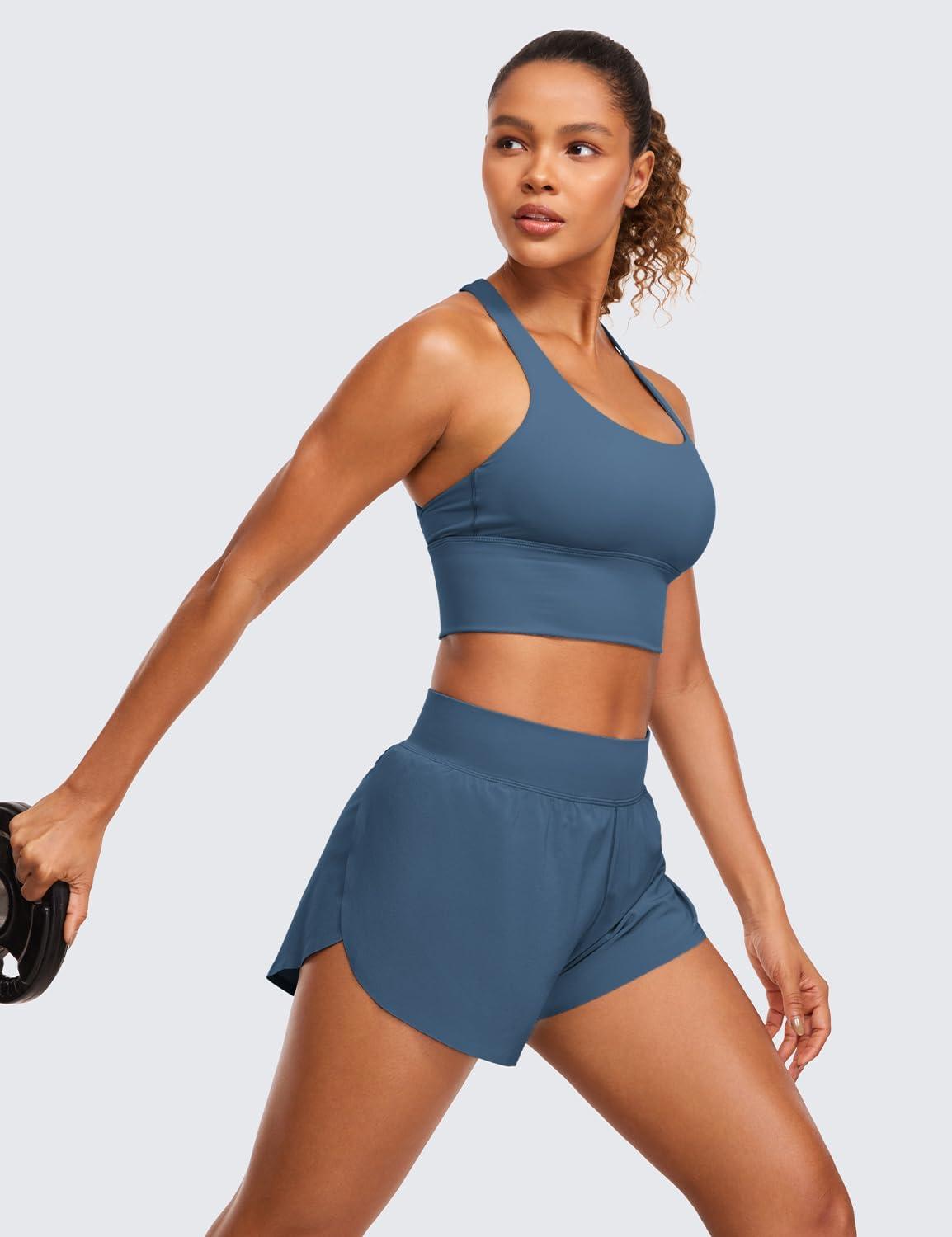 imageCRZ YOGA High Waisted Split Running Shorts for Women 3quot Comfy Mesh Liner for Workout Athletic GymTrack Quick DryStelindigo