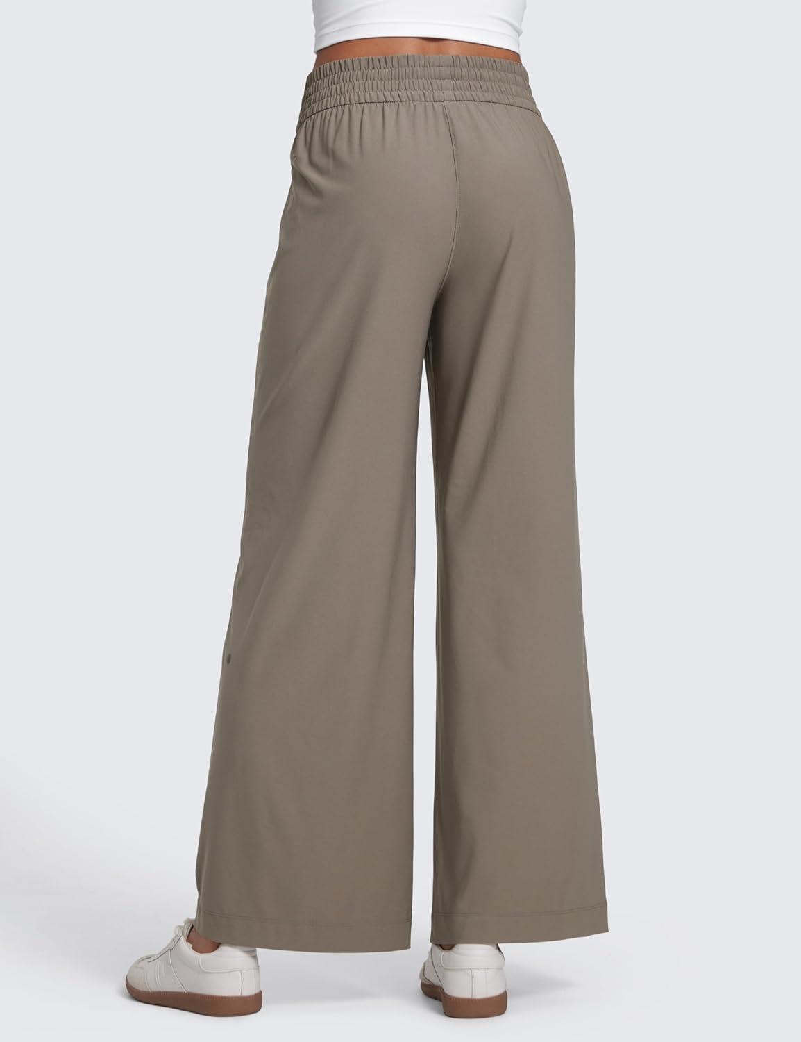 imageCRZ YOGA Lightweight Drapey Wide Leg Casual Pants for Women 30quot Flowy Travel Work Loose Fit SummerNomad Grey