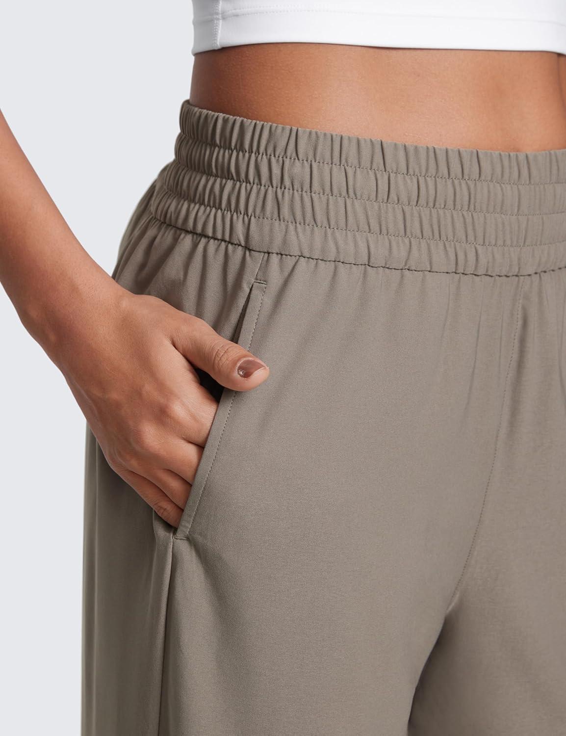 imageCRZ YOGA Lightweight Drapey Wide Leg Casual Pants for Women 30quot Flowy Travel Work Loose Fit SummerNomad Grey