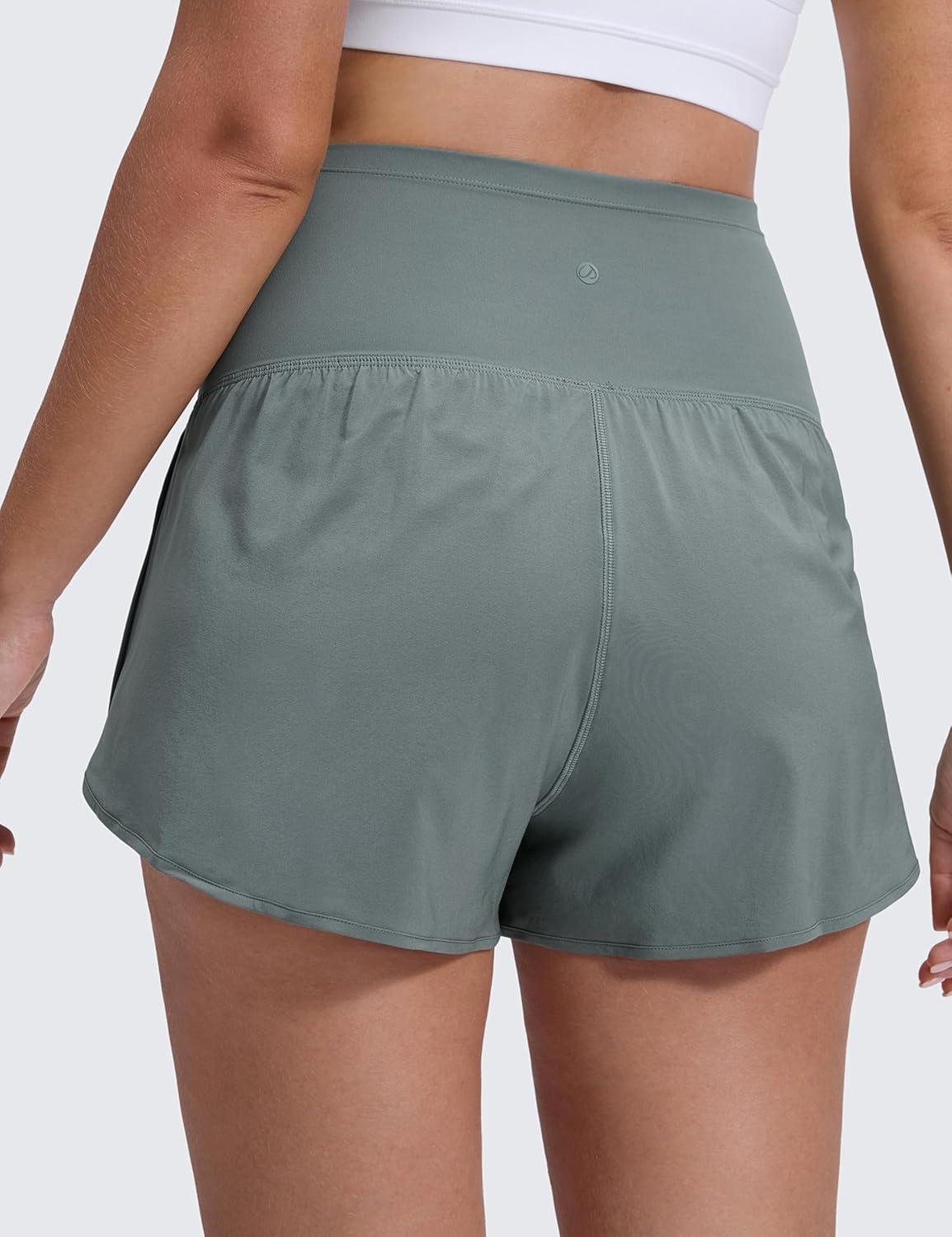 imageCRZ YOGA Lightweight Maternity Dolphin Workout Shorts 3 Soft Athletic Running Casual Womens Pregnancy with Liner PocketsGrey Sage