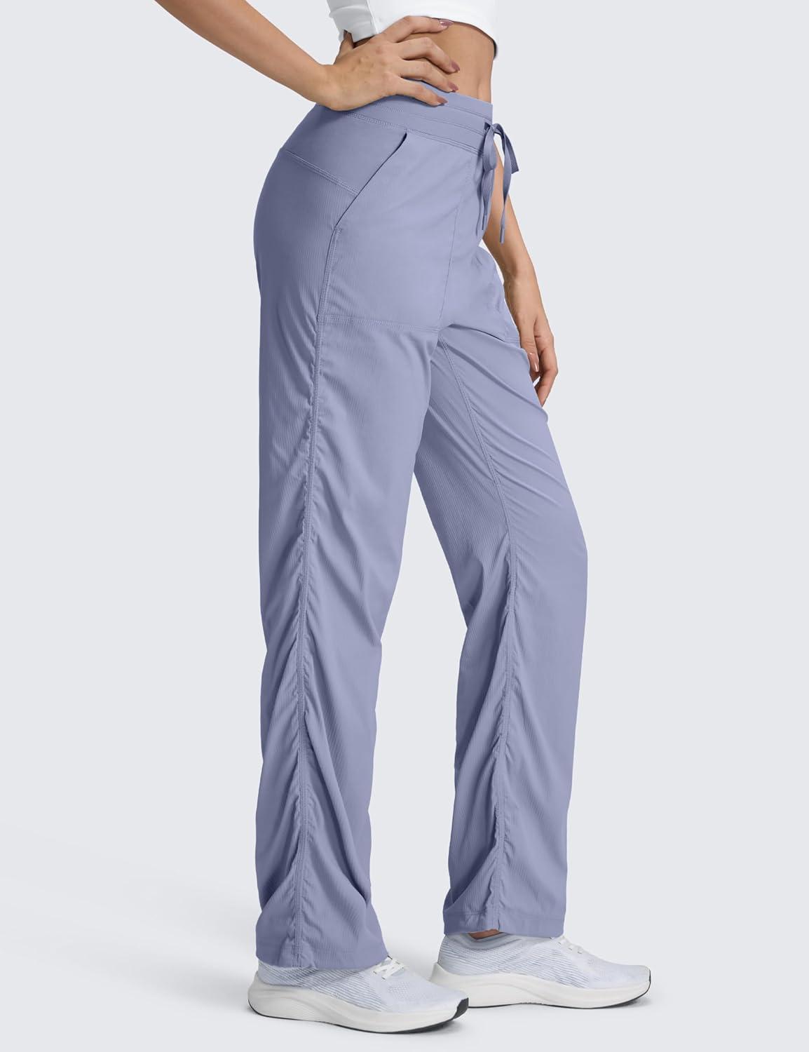 imageCRZ YOGA Lightweight Straight Leg Workout Pants for Women 28quot30quot32quot Ruched Casual Work Athletic Joggers with PocketsAdobeblue