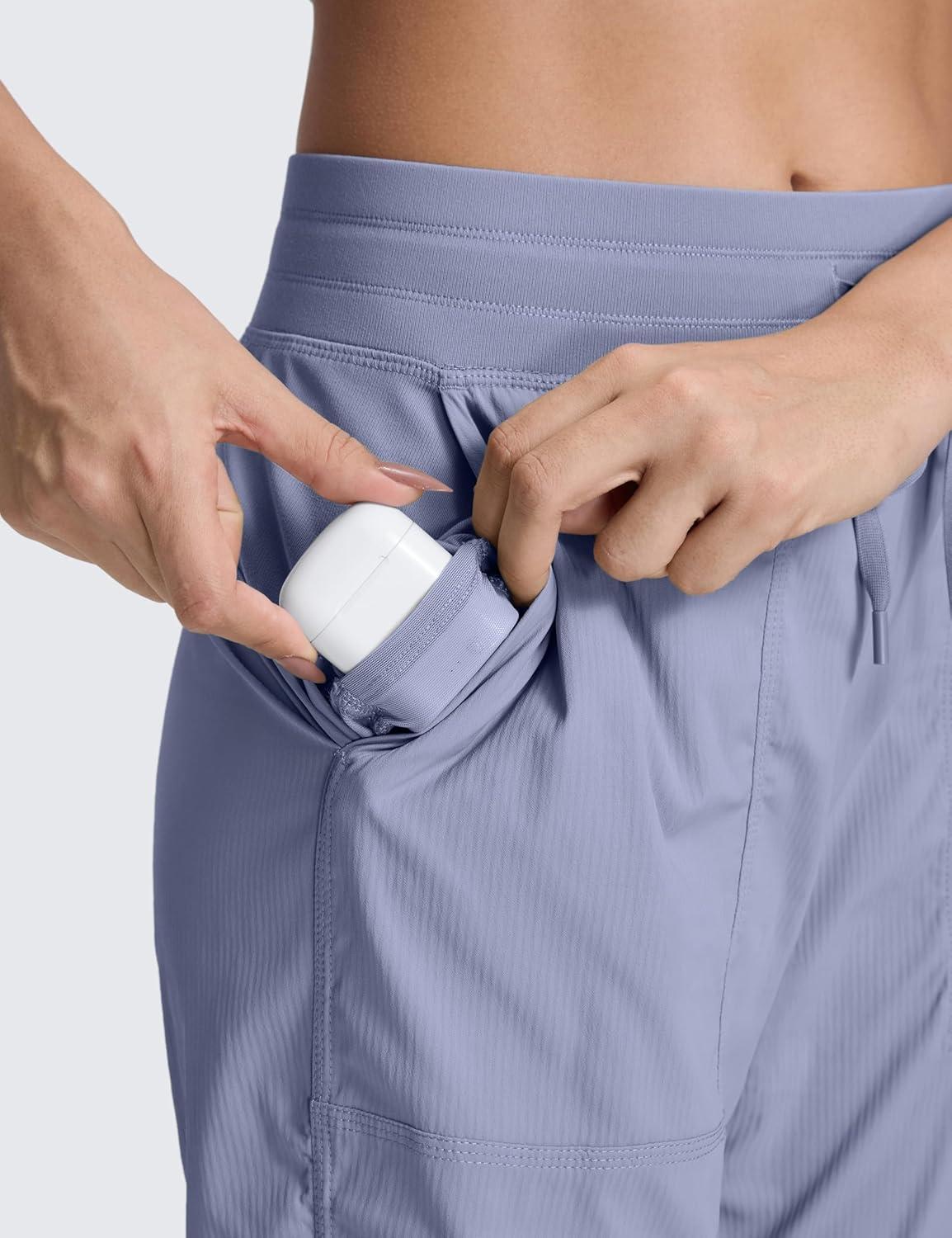 imageCRZ YOGA Lightweight Straight Leg Workout Pants for Women 28quot30quot32quot Ruched Casual Work Athletic Joggers with PocketsAdobeblue