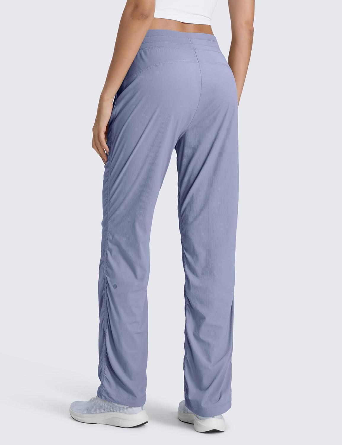 imageCRZ YOGA Lightweight Straight Leg Workout Pants for Women 28quot30quot32quot Ruched Casual Work Athletic Joggers with PocketsAdobeblue