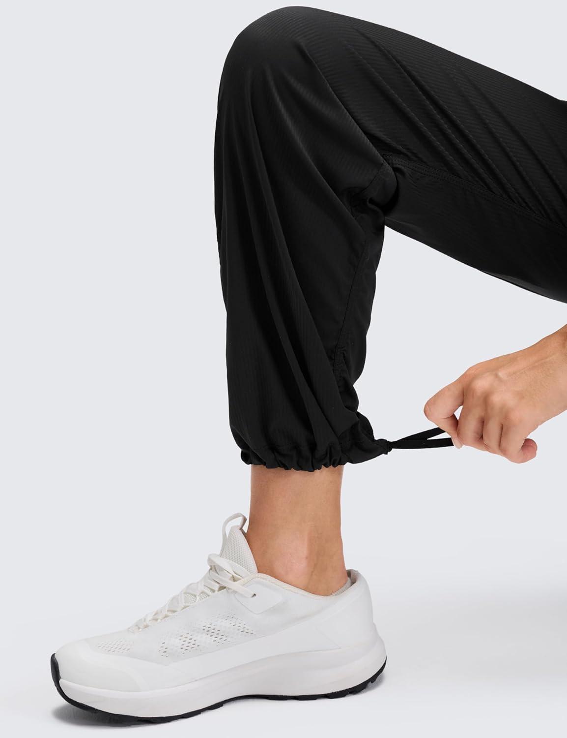 imageCRZ YOGA Lightweight Straight Leg Workout Pants for Women 28quot30quot32quot Ruched Casual Work Athletic Joggers with PocketsBlack