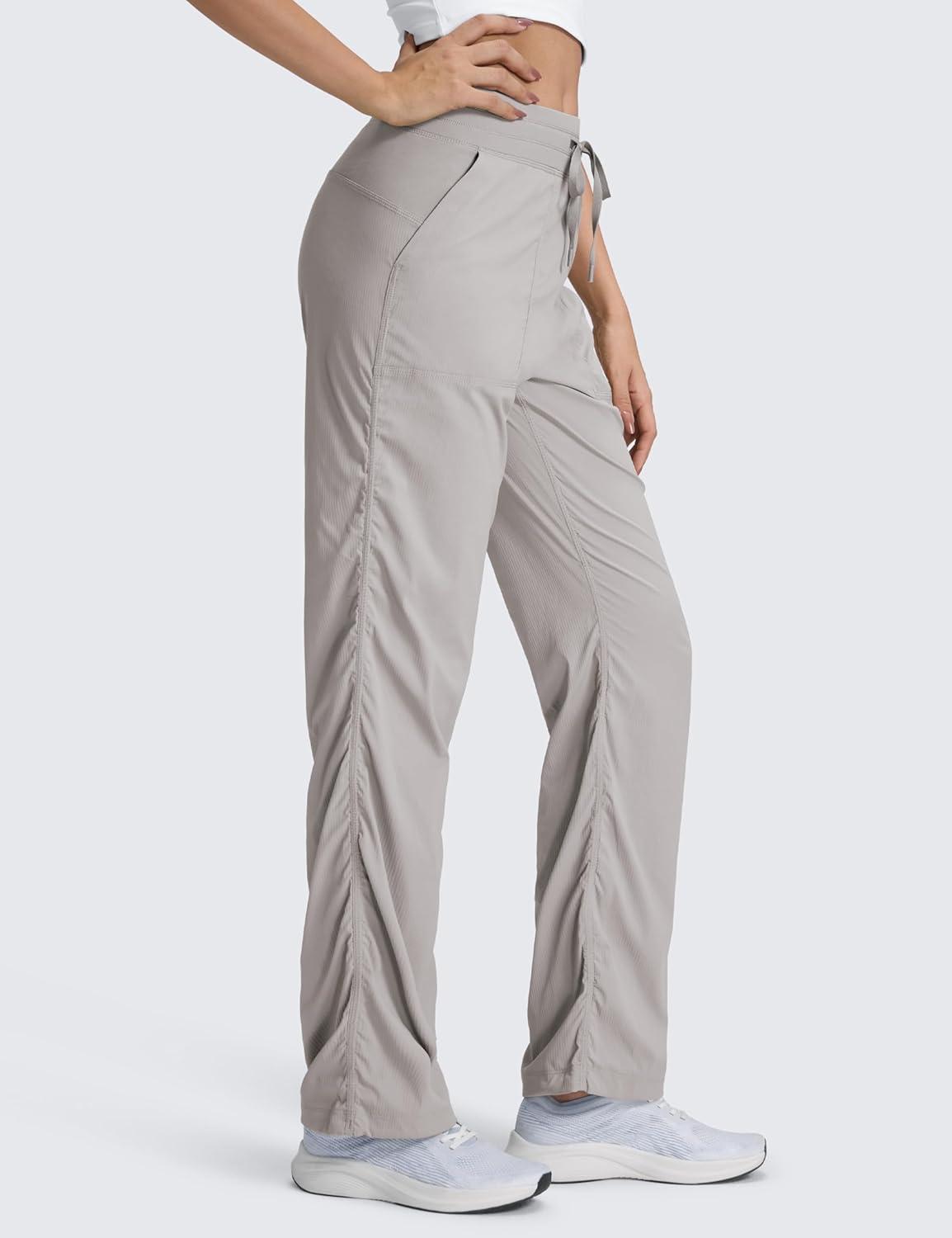 imageCRZ YOGA Lightweight Straight Leg Workout Pants for Women 28quot30quot32quot Ruched Casual Work Athletic Joggers with PocketsDark Chrome