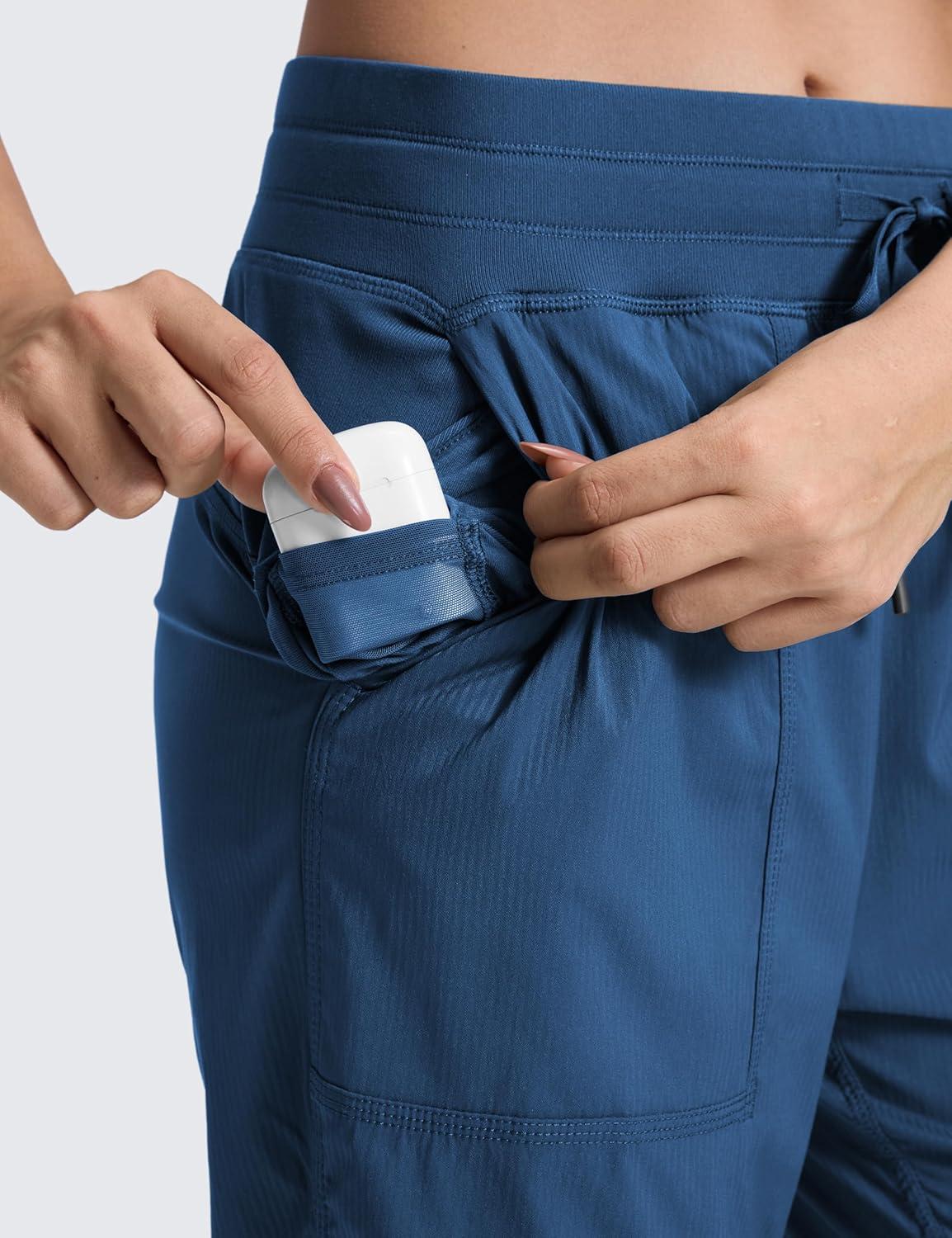 imageCRZ YOGA Lightweight Straight Leg Workout Pants for Women 28quot30quot32quot Ruched Casual Work Athletic Joggers with PocketsFrench Navy