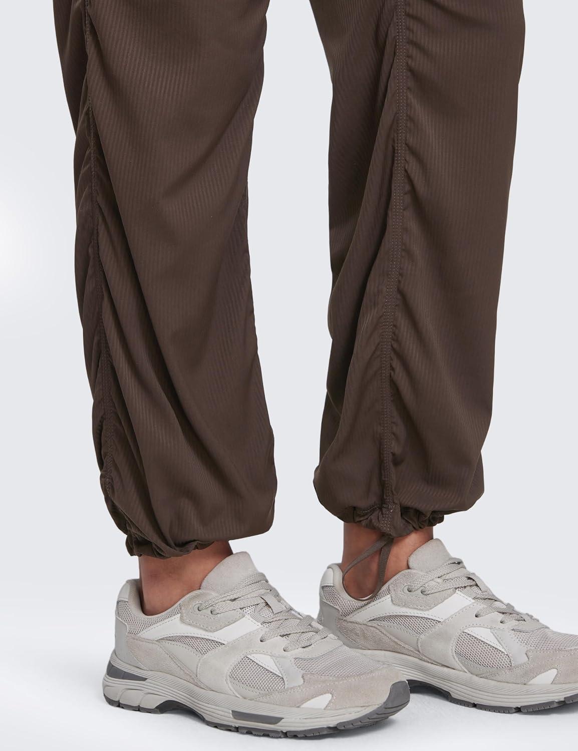 imageCRZ YOGA Lightweight Straight Leg Workout Pants for Women 28quot30quot32quot Ruched Casual Work Athletic Joggers with PocketsHot Fudge Brown