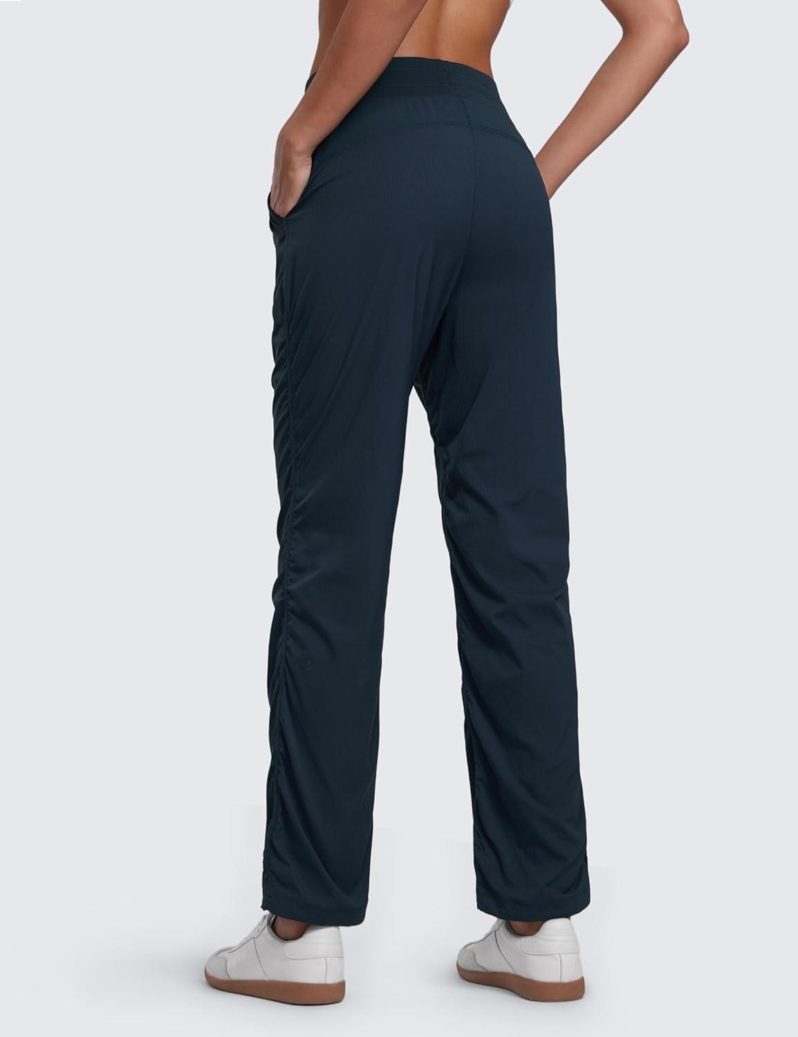 imageCRZ YOGA Lightweight Straight Leg Workout Pants for Women 28quot30quot32quot Ruched Casual Work Athletic Joggers with PocketsInk Blue