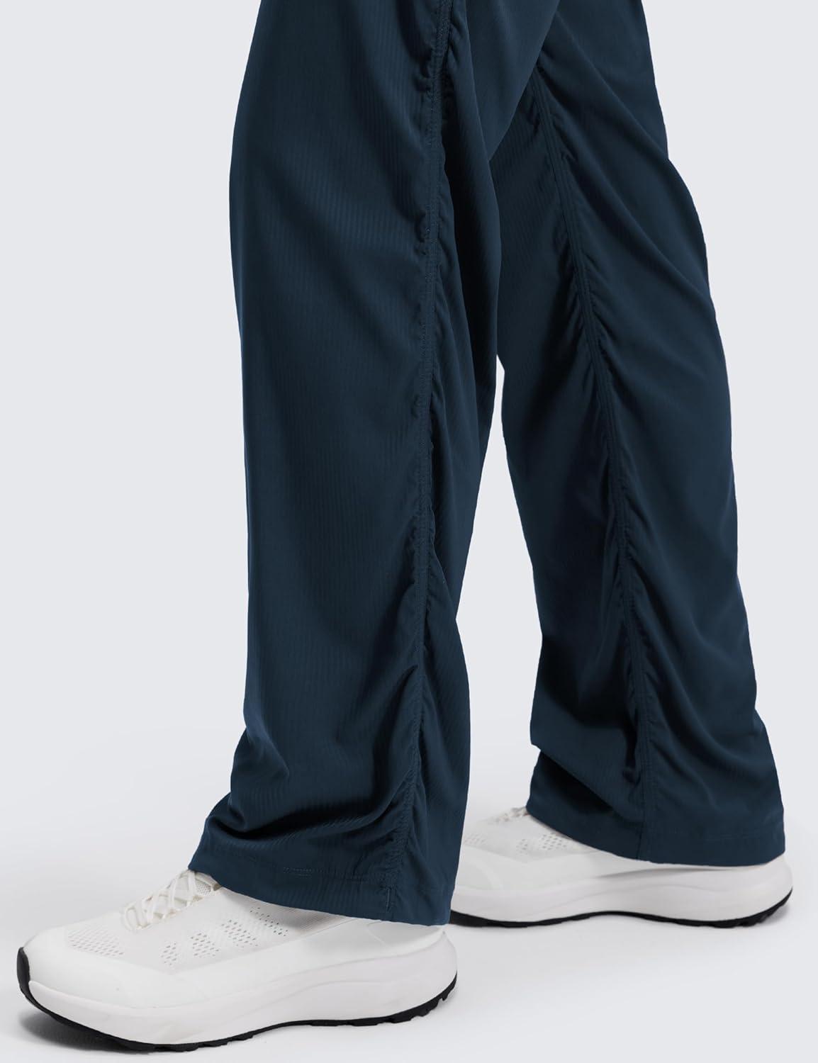 imageCRZ YOGA Lightweight Straight Leg Workout Pants for Women 28quot30quot32quot Ruched Casual Work Athletic Joggers with PocketsInk Blue