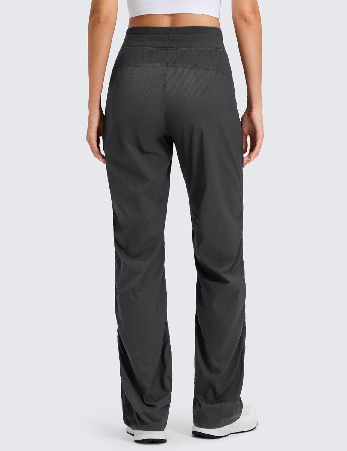 imageCRZ YOGA Lightweight Straight Leg Workout Pants for Women 28quot30quot32quot Ruched Casual Work Athletic Joggers with PocketsInk Gray