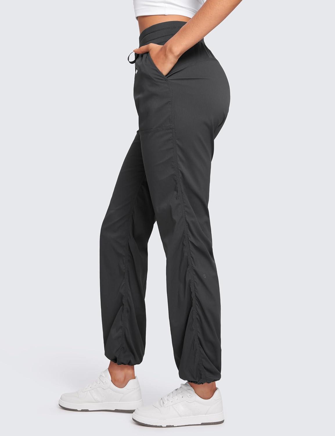 imageCRZ YOGA Lightweight Straight Leg Workout Pants for Women 28quot30quot32quot Ruched Casual Work Athletic Joggers with PocketsInk Gray