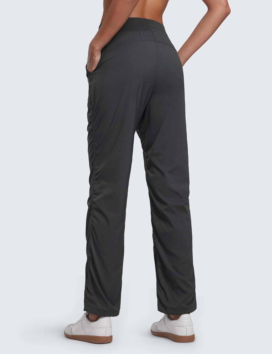 imageCRZ YOGA Lightweight Straight Leg Workout Pants for Women 28quot30quot32quot Ruched Casual Work Athletic Joggers with PocketsInk Gray
