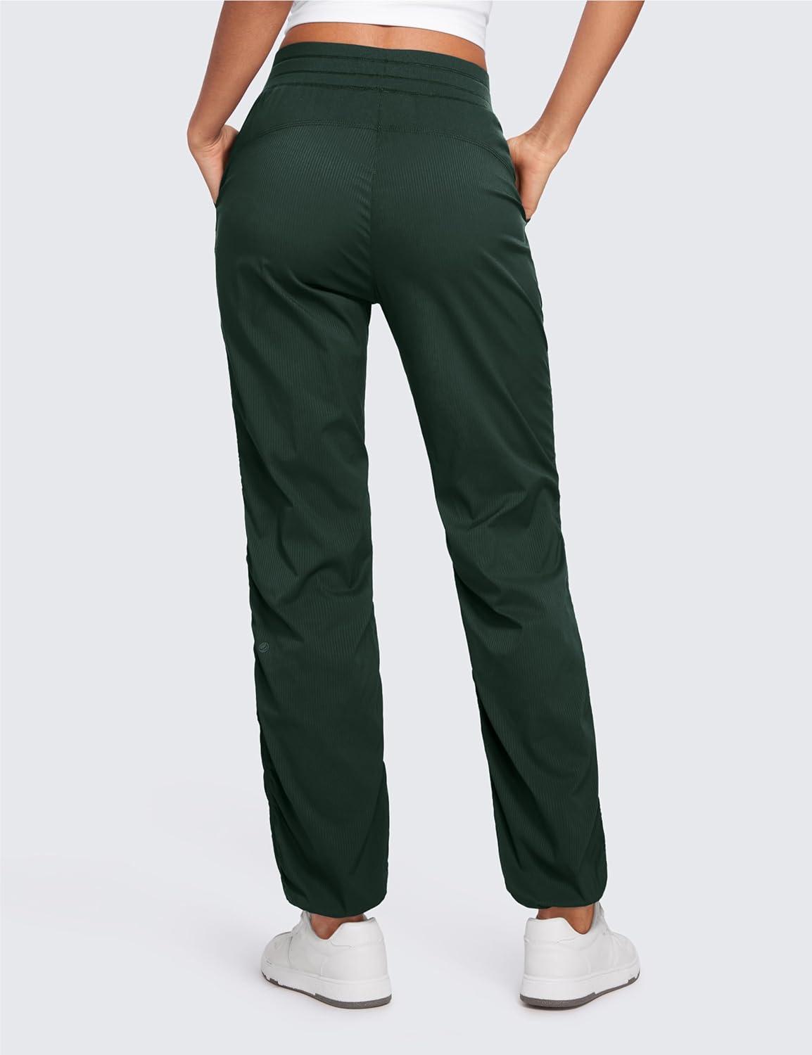 imageCRZ YOGA Lightweight Straight Leg Workout Pants for Women 28quot30quot32quot Ruched Casual Work Athletic Joggers with PocketsLegend Green