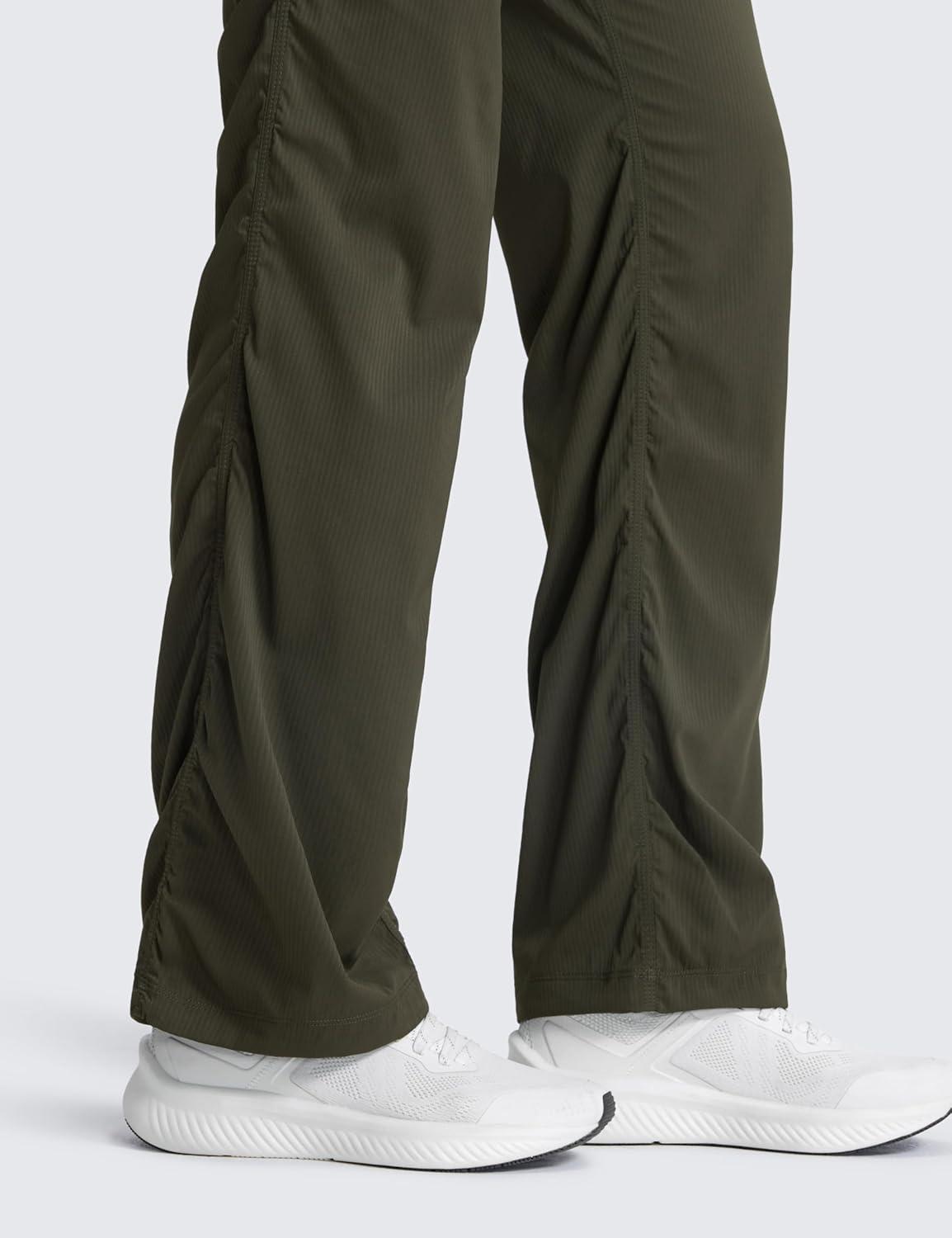 imageCRZ YOGA Lightweight Straight Leg Workout Pants for Women 28quot30quot32quot Ruched Casual Work Athletic Joggers with PocketsOlive Green