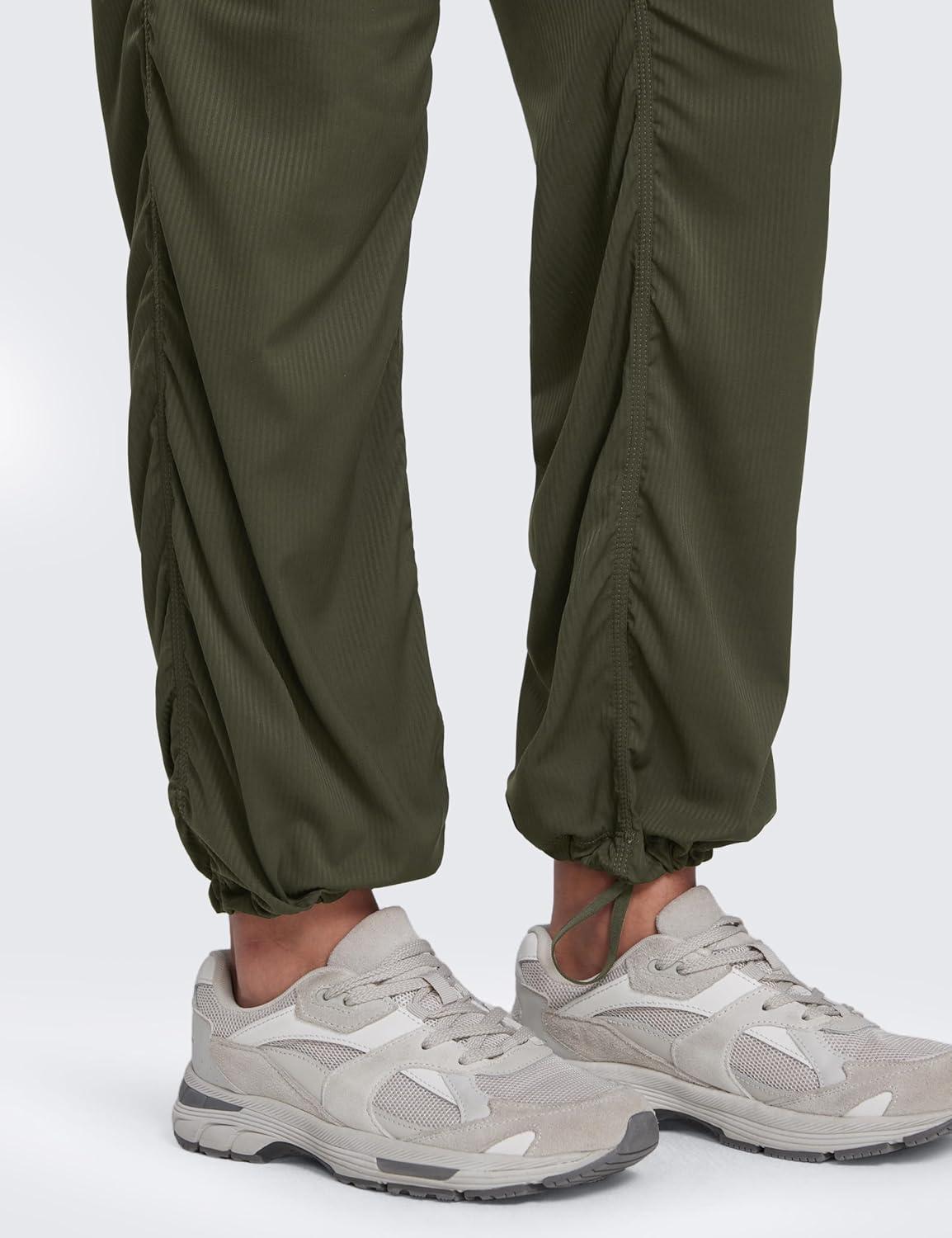 imageCRZ YOGA Lightweight Straight Leg Workout Pants for Women 28quot30quot32quot Ruched Casual Work Athletic Joggers with PocketsOlive Green