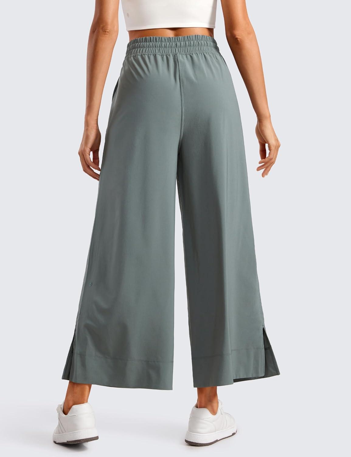 imageCRZ YOGA Lightweight Wide Leg Cropped Pants for Women 25quot Casual Travel Work Sweatpants SummerGrey Sage