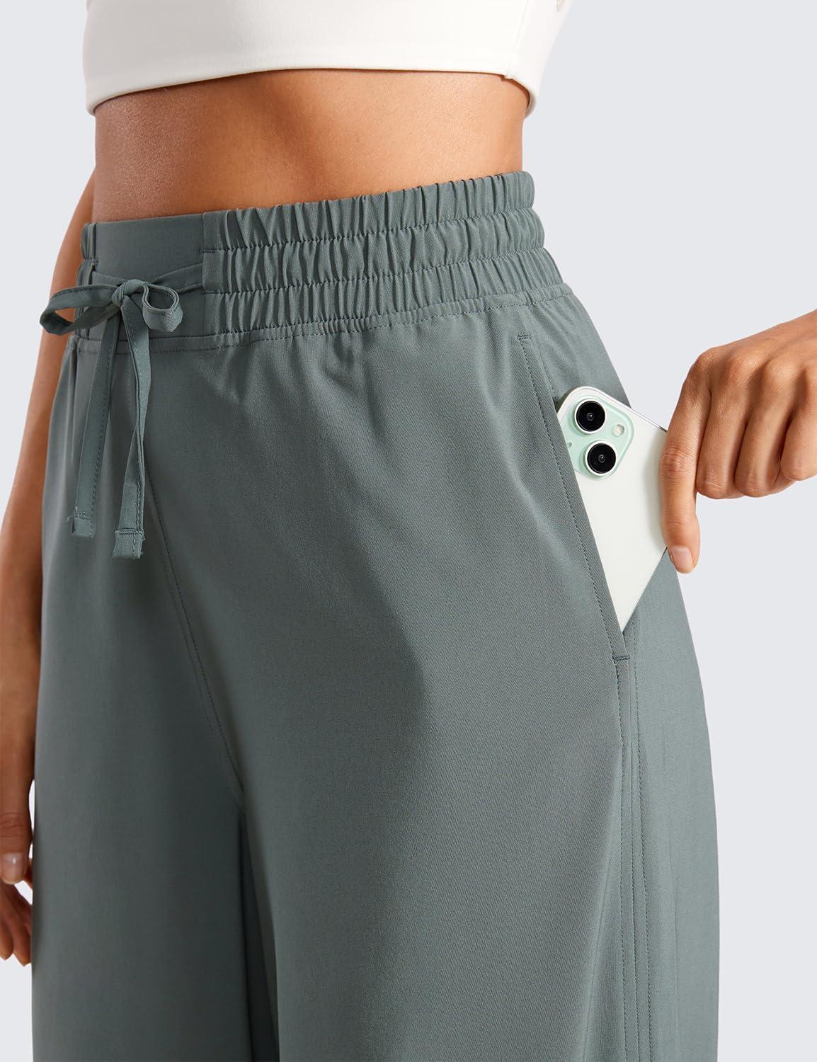 imageCRZ YOGA Lightweight Wide Leg Cropped Pants for Women 25quot Casual Travel Work Sweatpants SummerGrey Sage