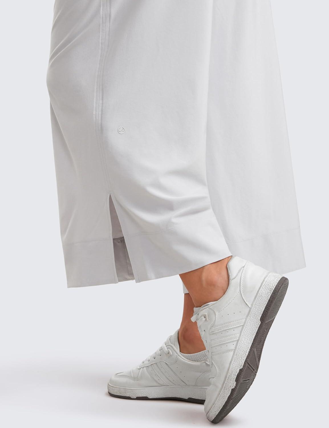 imageCRZ YOGA Lightweight Wide Leg Cropped Pants for Women 25quot Casual Travel Work Sweatpants SummerPlatinum Grey