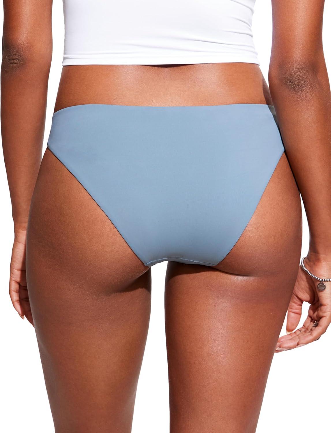 imageCRZ YOGA Low Waisted Bikini Bottom for Women Cheeky Basic Bathing Swimsuit Swim BriefsCambric Blue