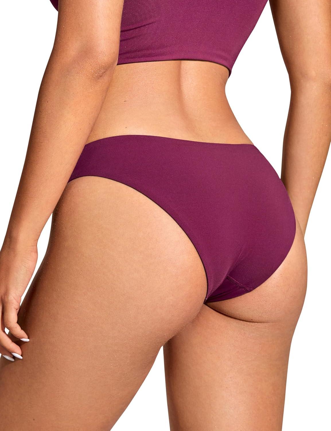 imageCRZ YOGA Low Waisted Bikini Bottom for Women Cheeky Basic Bathing Swimsuit Swim BriefsFuchsia