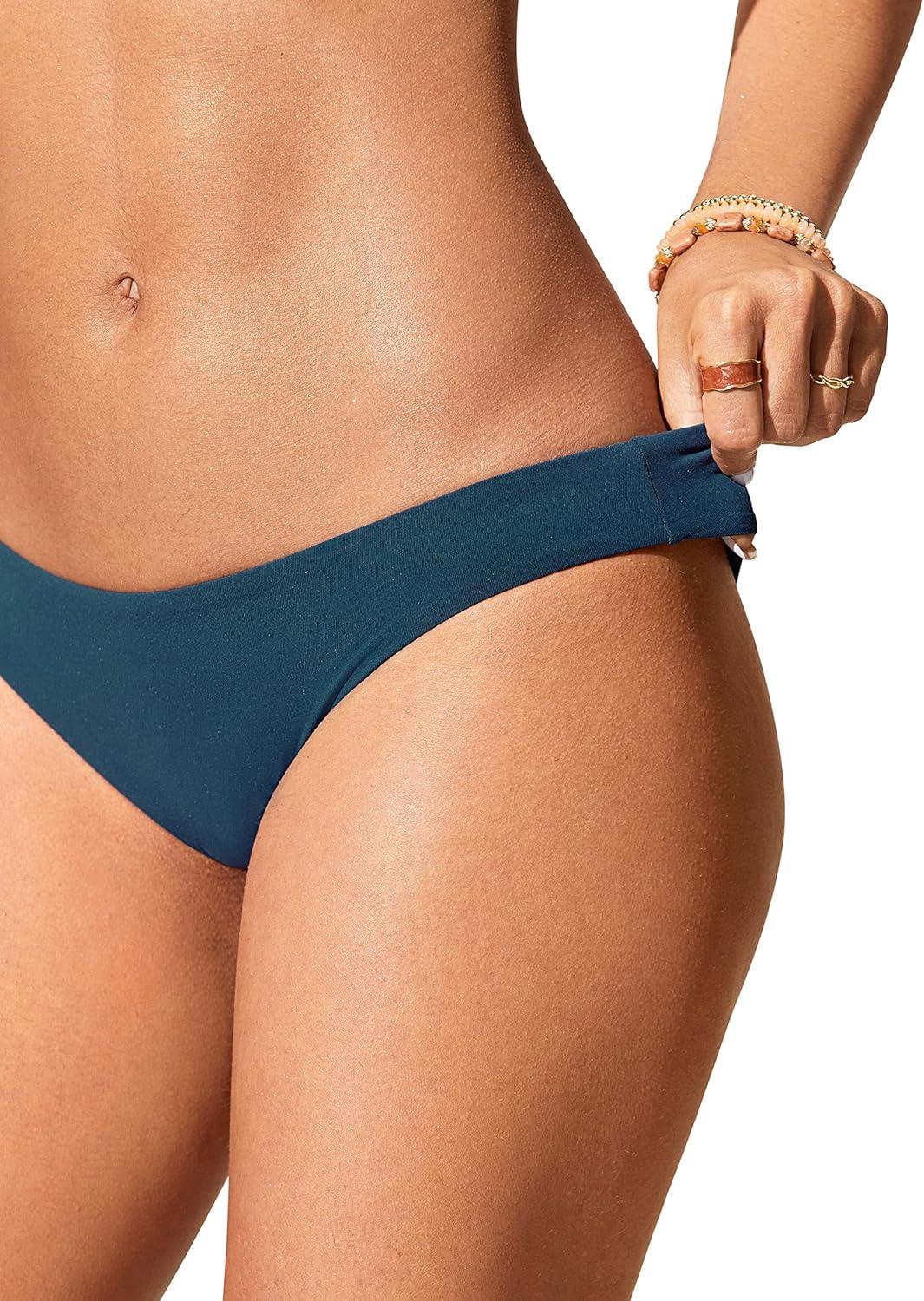 imageCRZ YOGA Low Waisted Bikini Bottom for Women Cheeky Basic Bathing Swimsuit Swim BriefsInsignia Blue