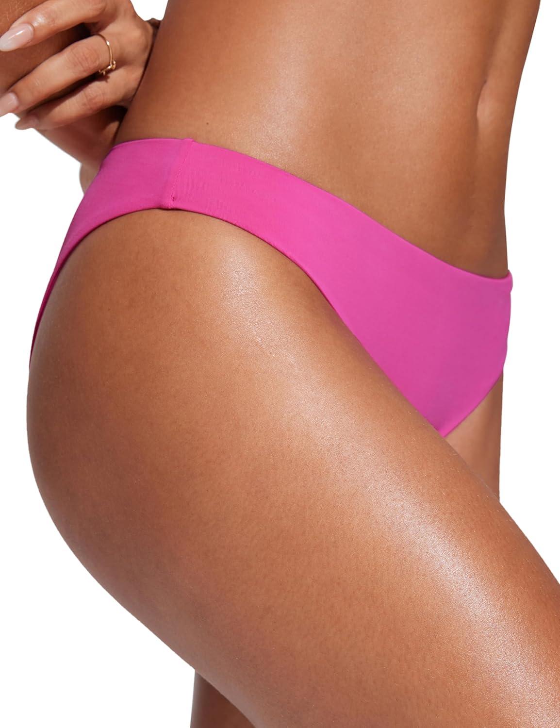 imageCRZ YOGA Low Waisted Bikini Bottom for Women Cheeky Basic Bathing Swimsuit Swim BriefsRose Violet