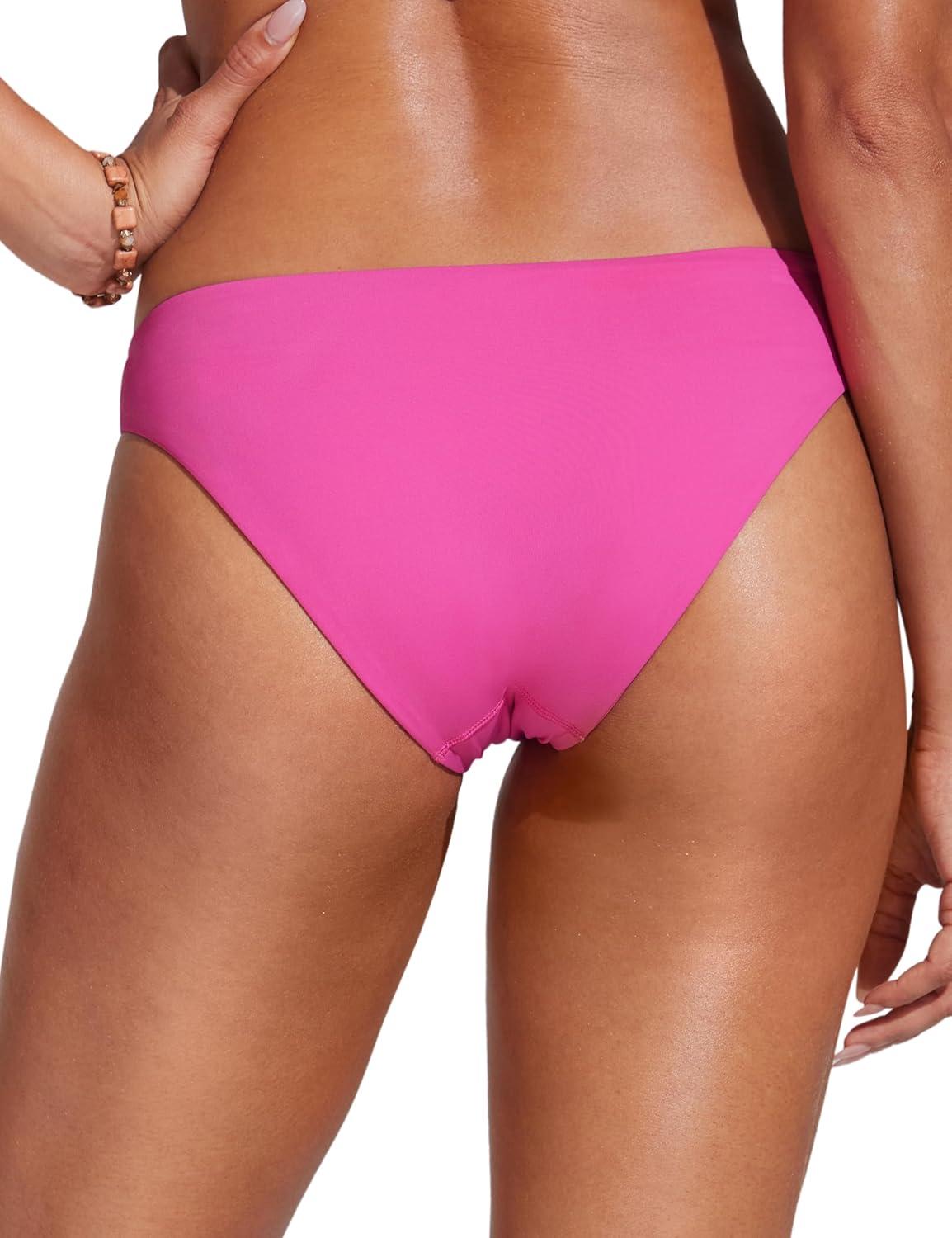 imageCRZ YOGA Low Waisted Bikini Bottom for Women Cheeky Basic Bathing Swimsuit Swim BriefsRose Violet