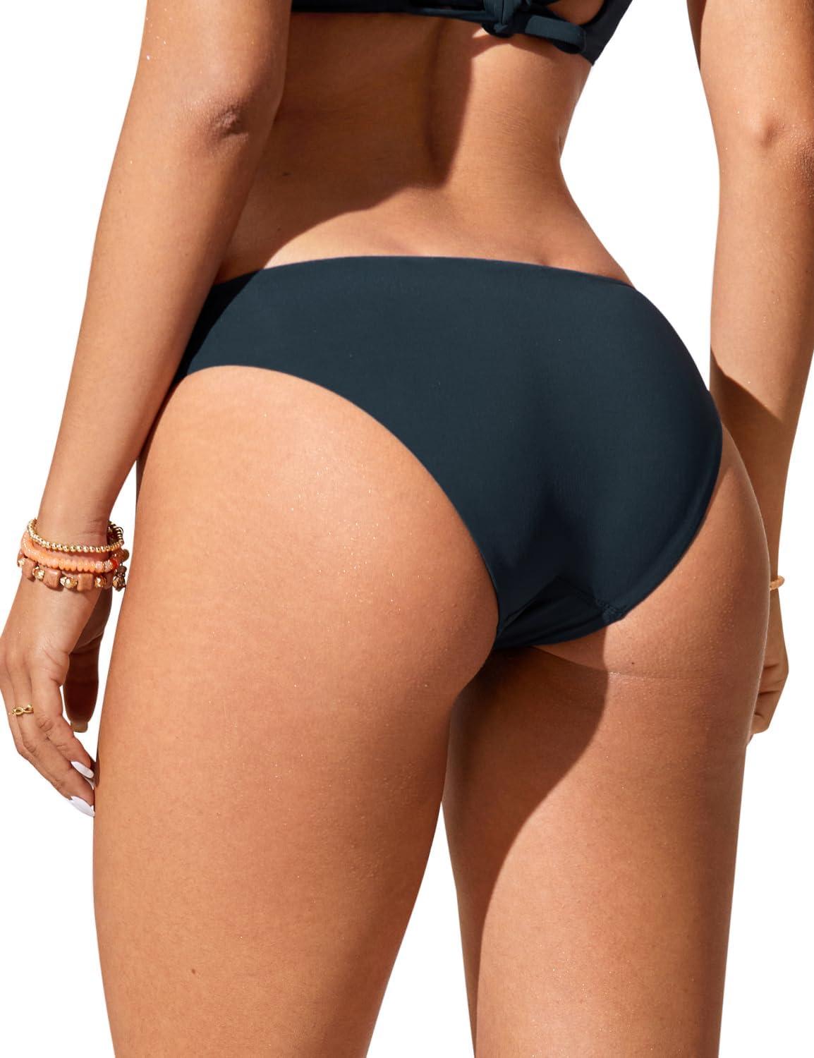 imageCRZ YOGA Low Waisted Bikini Bottom for Women Cheeky Basic Bathing Swimsuit Swim BriefsTrue Navy