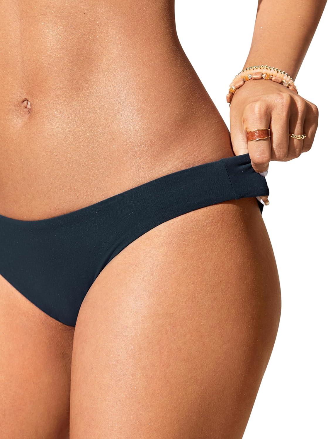 imageCRZ YOGA Low Waisted Bikini Bottom for Women Cheeky Basic Bathing Swimsuit Swim BriefsTrue Navy