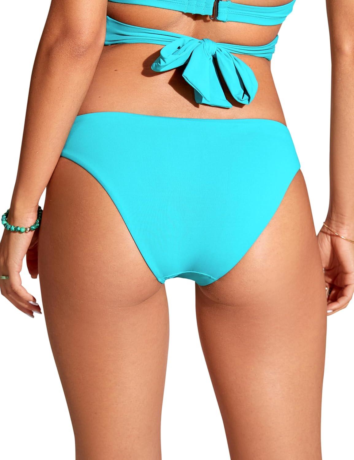 imageCRZ YOGA Low Waisted Bikini Bottom for Women Cheeky Basic Bathing Swimsuit Swim BriefsTurquoise