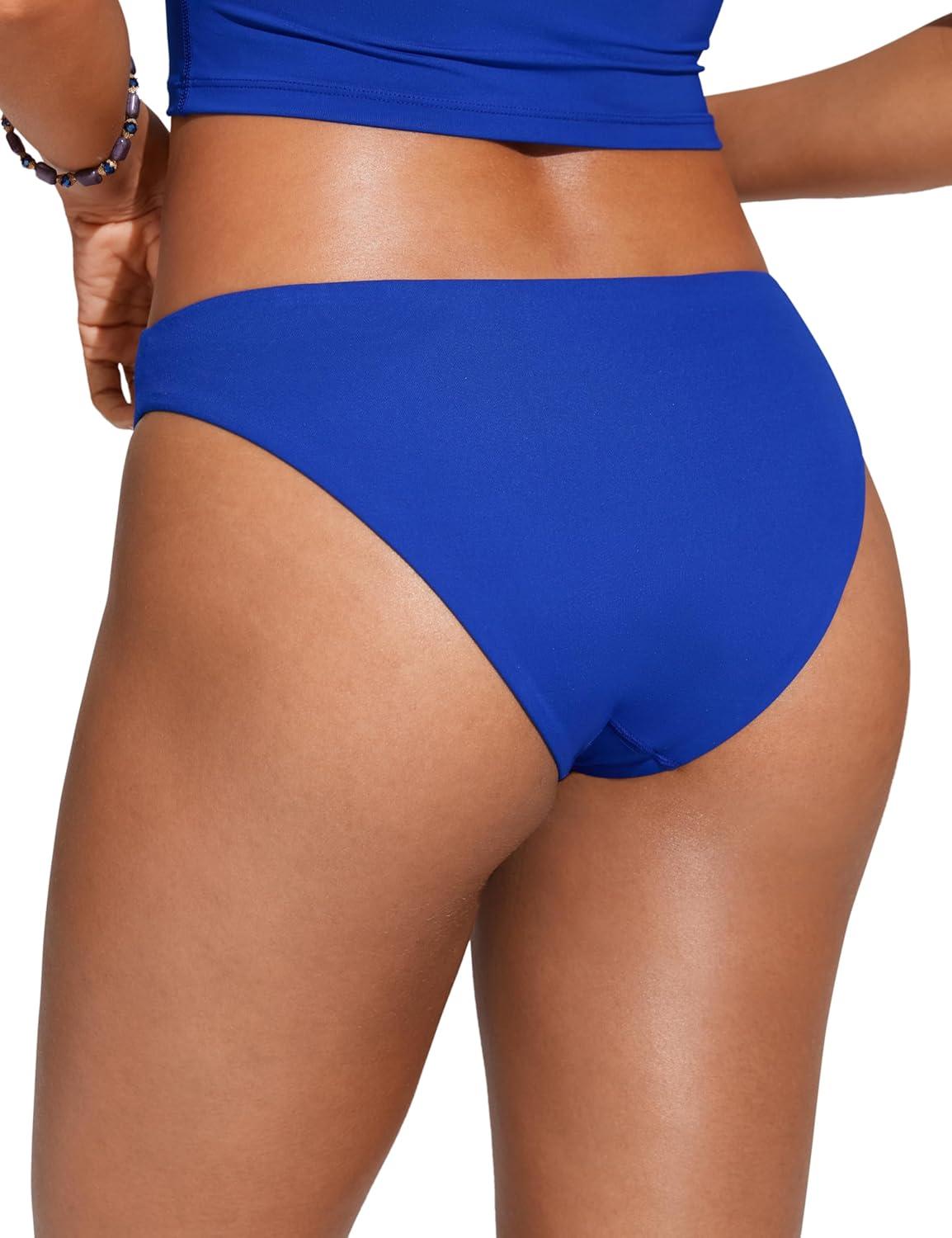 imageCRZ YOGA Low Waisted Bikini Bottom for Women Cheeky Basic Bathing Swimsuit Swim BriefsWaves Blue