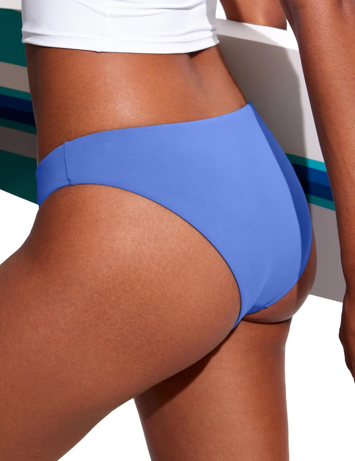 imageCRZ YOGA Low Waisted Bikini Bottom for Women Cheeky Basic Bathing Swimsuit Swim BriefsWild Indigo