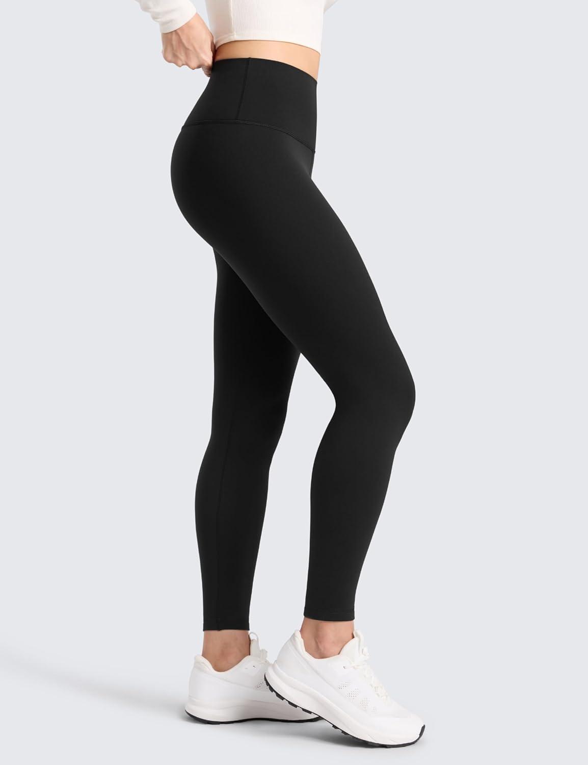 imageCRZ YOGA Matte Fleece Lined Leggings 28 Thermal Casual Lounge Workout Womens Yoga Full Length Pants Winter WarmBlack