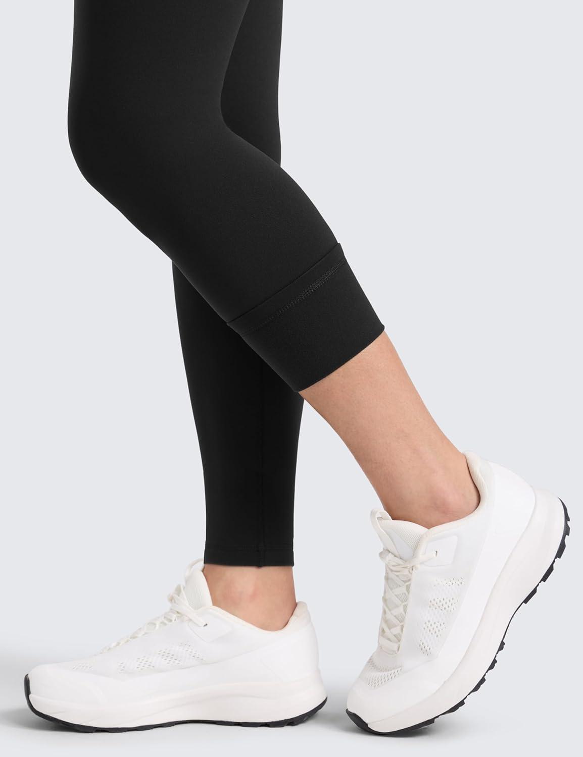 imageCRZ YOGA Matte Fleece Lined Leggings 28 Thermal Casual Lounge Workout Womens Yoga Full Length Pants Winter WarmBlack