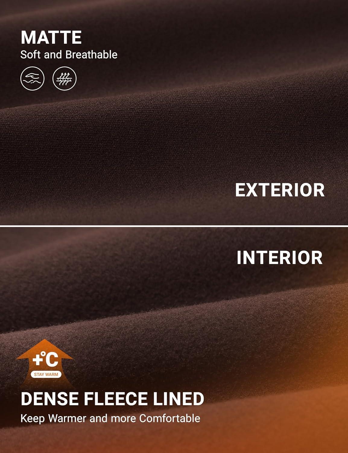 imageCRZ YOGA Matte Fleece Lined Leggings 28 Thermal Casual Lounge Workout Womens Yoga Full Length Pants Winter WarmHot Fudge Brown