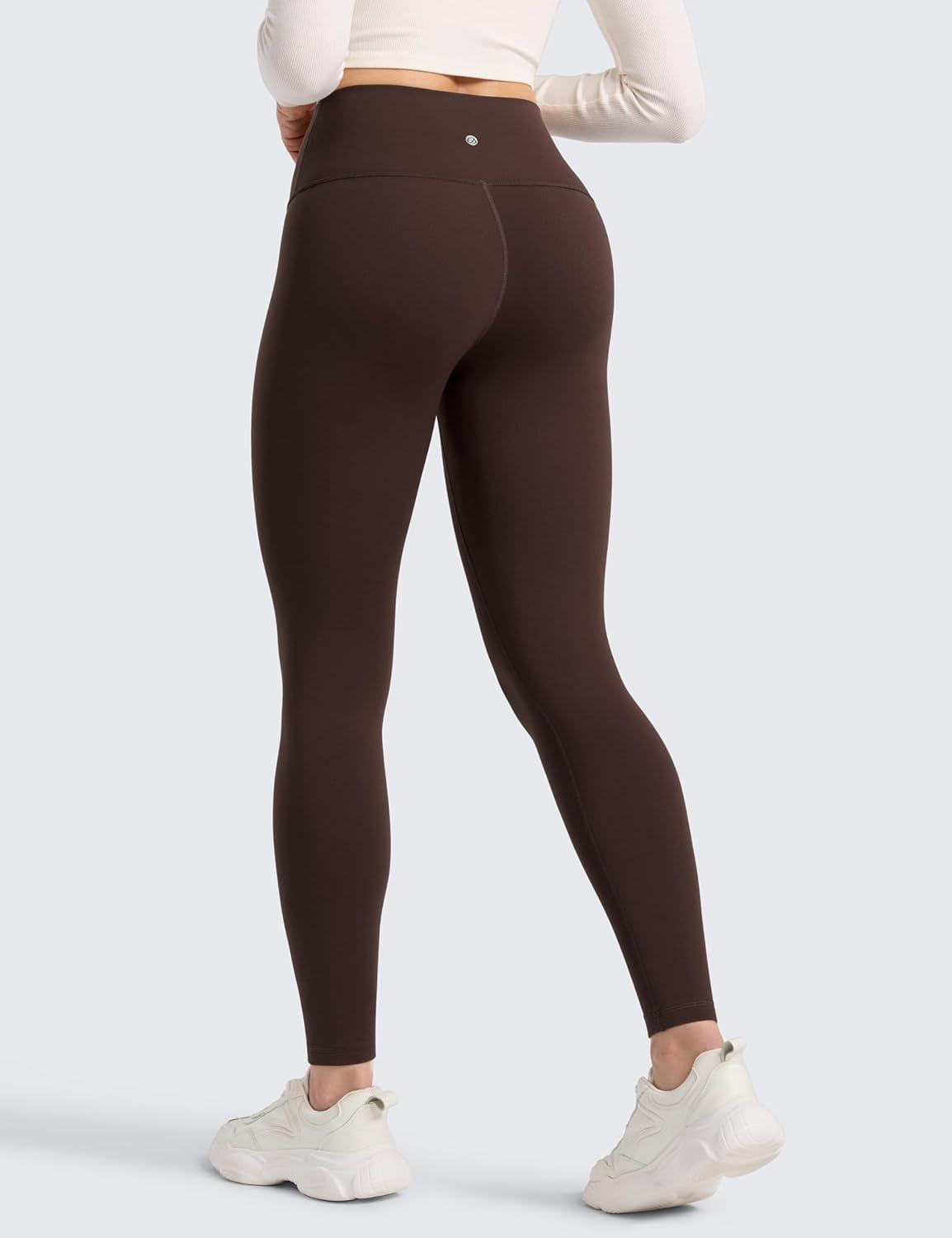 imageCRZ YOGA Matte Fleece Lined Leggings 28 Thermal Casual Lounge Workout Womens Yoga Full Length Pants Winter WarmHot Fudge Brown