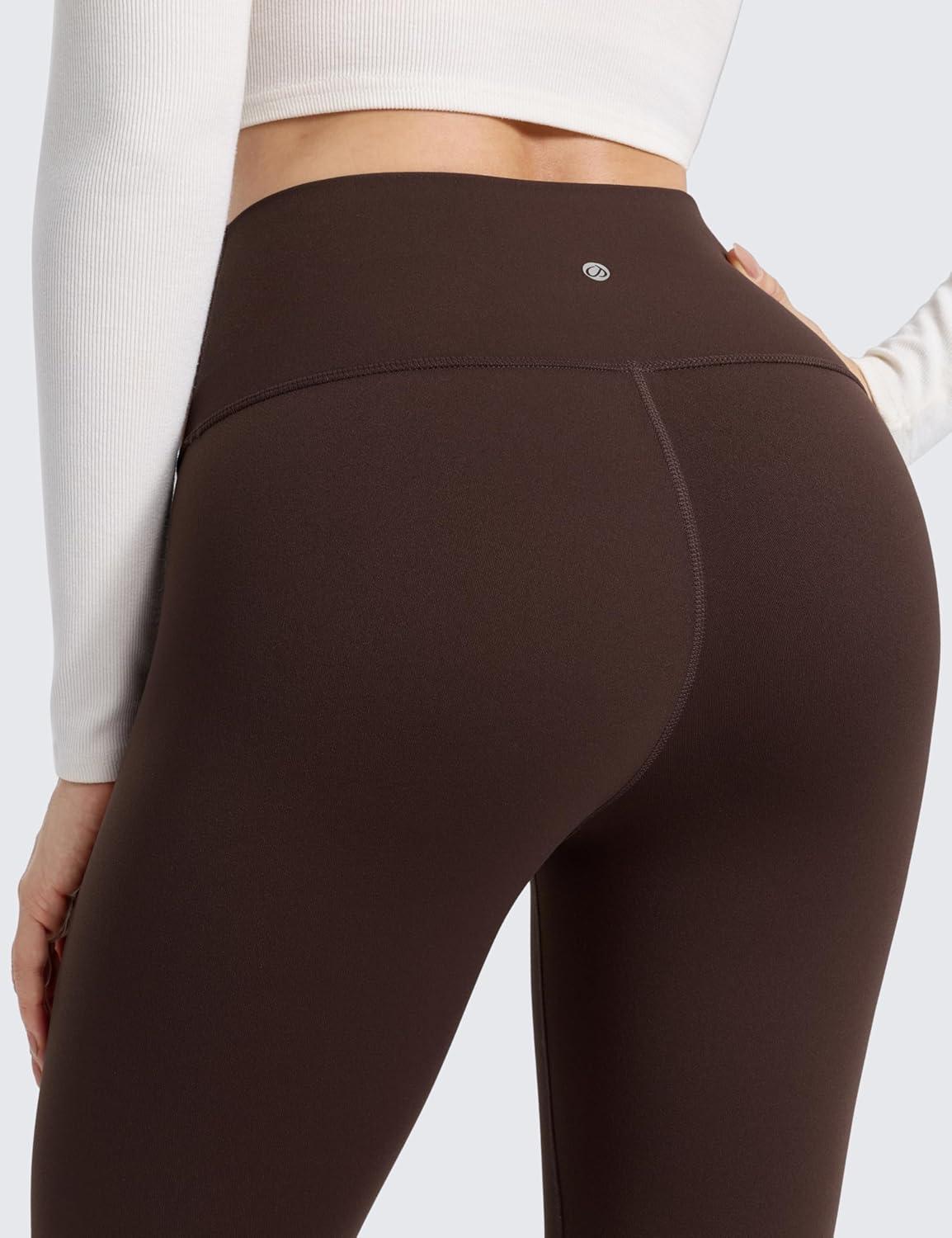 imageCRZ YOGA Matte Fleece Lined Leggings 28 Thermal Casual Lounge Workout Womens Yoga Full Length Pants Winter WarmHot Fudge Brown