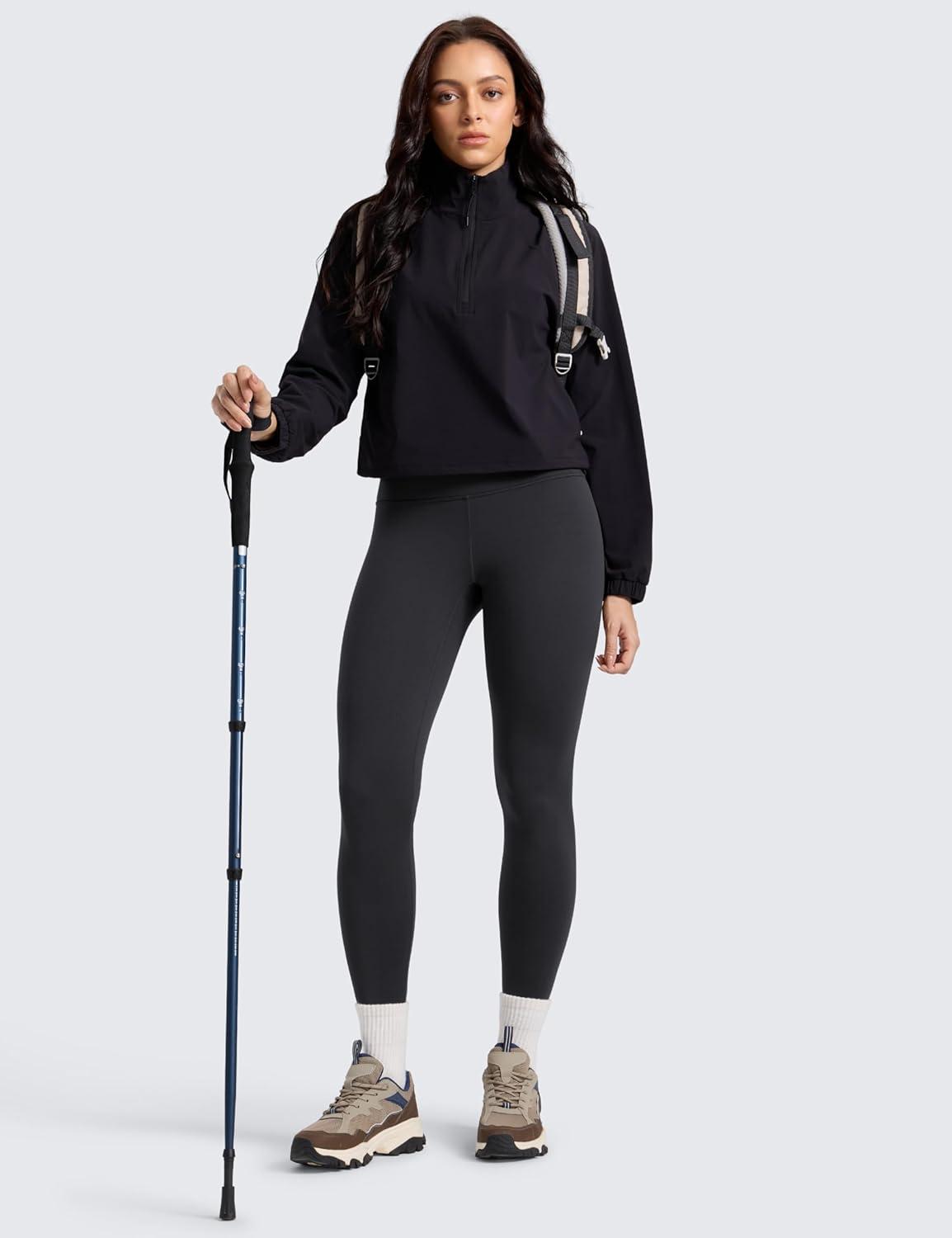 imageCRZ YOGA Matte Fleece Lined Leggings 28 Thermal Casual Lounge Workout Womens Yoga Full Length Pants Winter WarmInk Gray