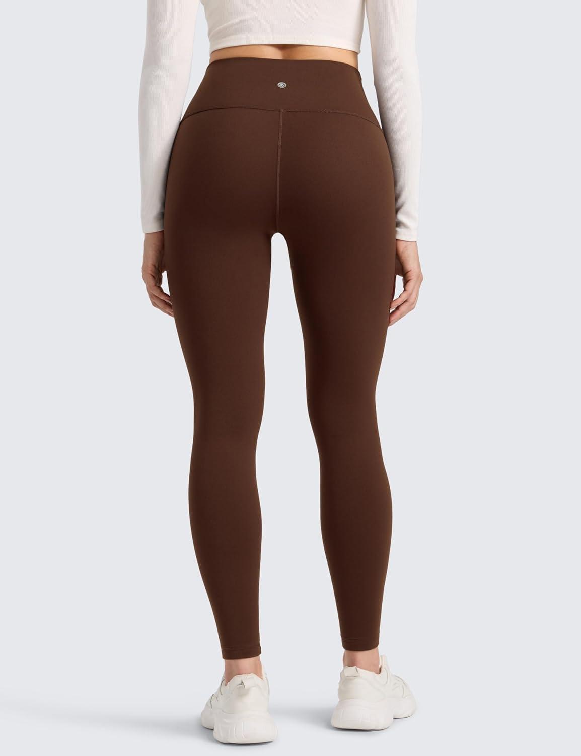 imageCRZ YOGA Matte Fleece Lined Leggings 28 Thermal Casual Lounge Workout Womens Yoga Full Length Pants Winter WarmLava Brown