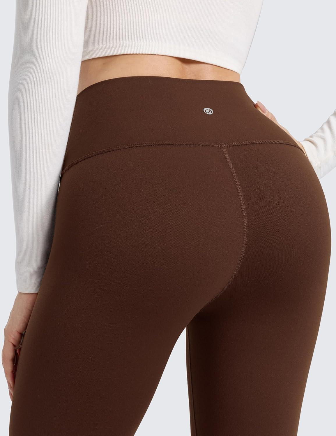imageCRZ YOGA Matte Fleece Lined Leggings 28 Thermal Casual Lounge Workout Womens Yoga Full Length Pants Winter WarmLava Brown