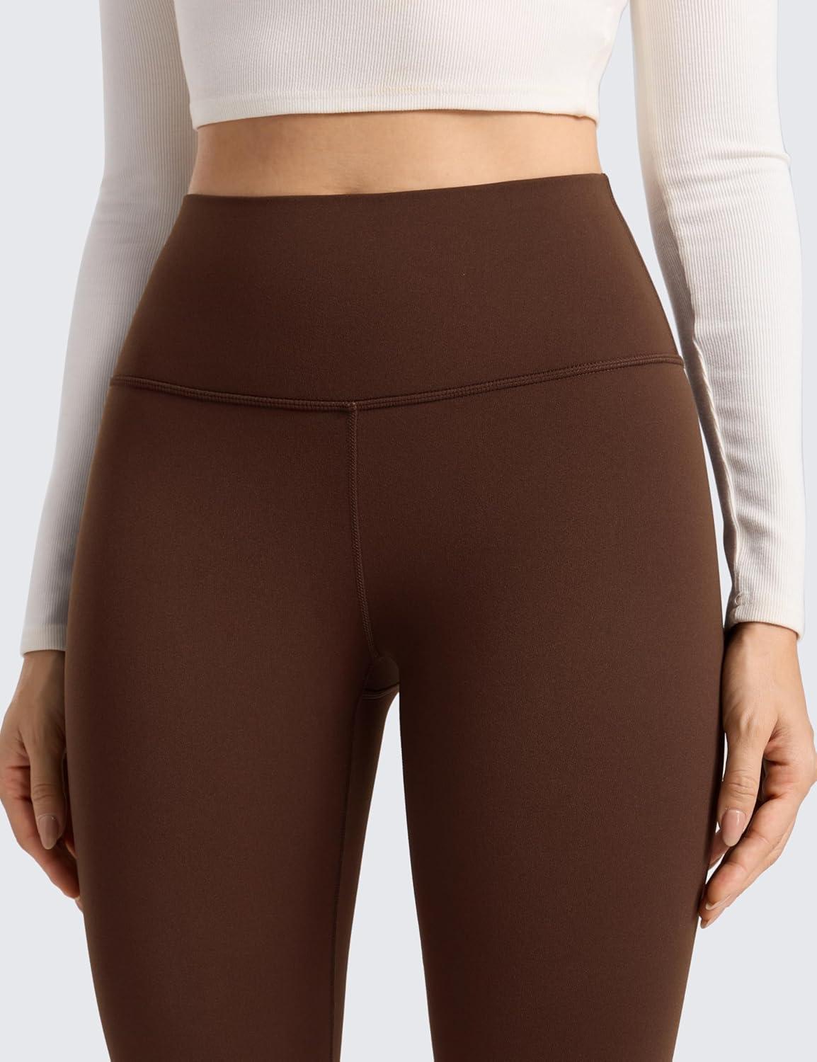 imageCRZ YOGA Matte Fleece Lined Leggings 28 Thermal Casual Lounge Workout Womens Yoga Full Length Pants Winter WarmLava Brown