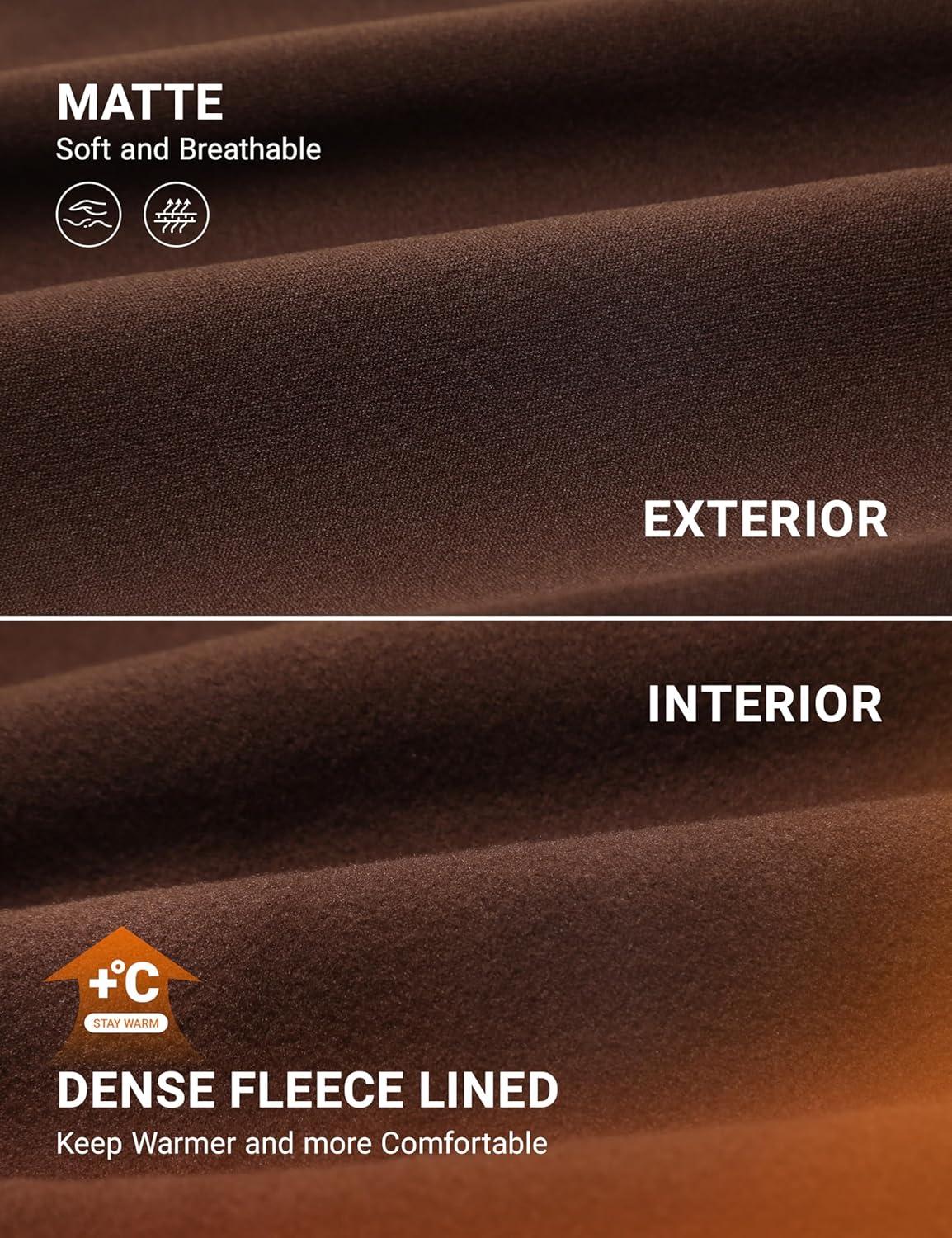 imageCRZ YOGA Matte Fleece Lined Leggings 28 Thermal Casual Lounge Workout Womens Yoga Full Length Pants Winter WarmLava Brown