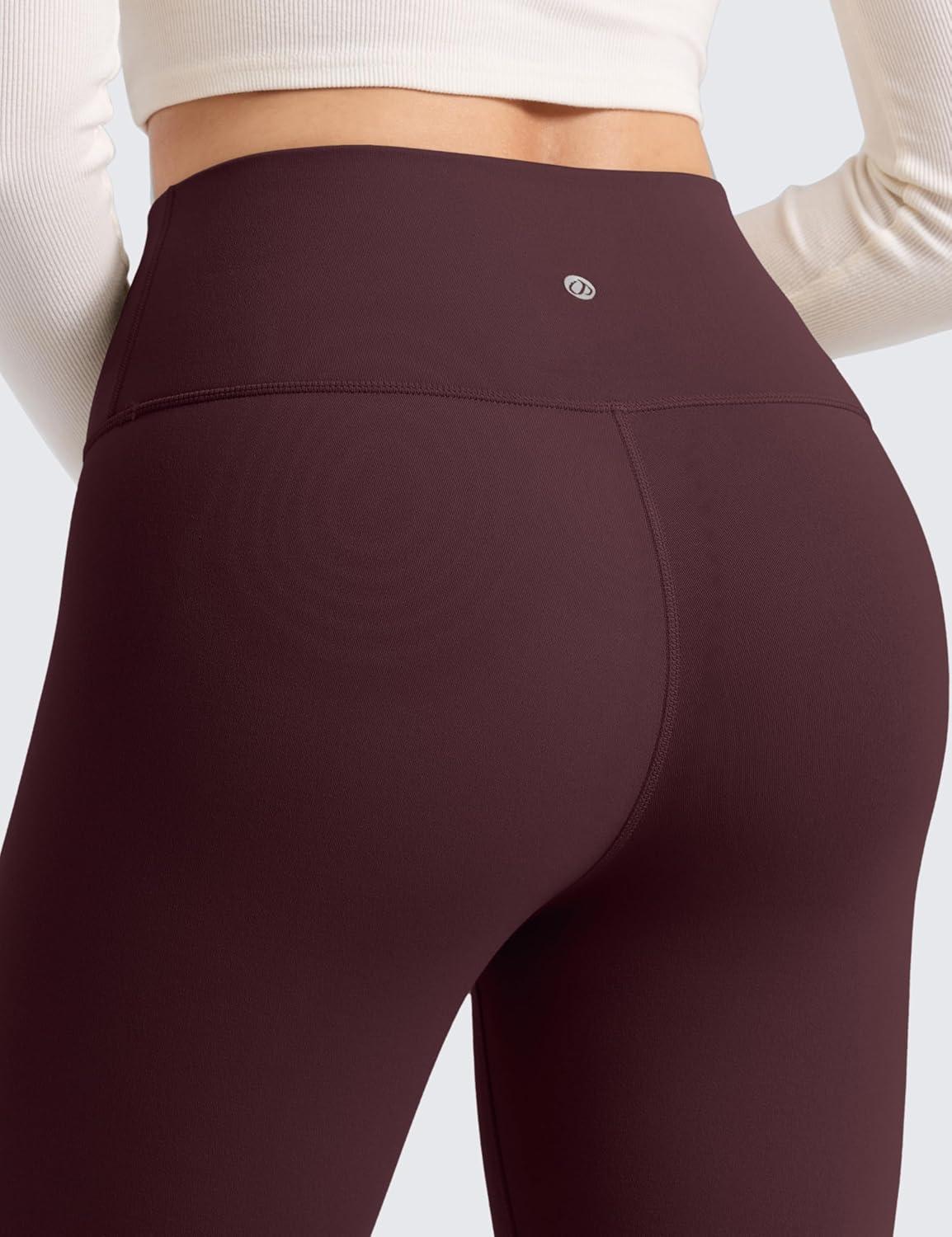 imageCRZ YOGA Matte Fleece Lined Leggings 28 Thermal Casual Lounge Workout Womens Yoga Full Length Pants Winter WarmRipe Plum