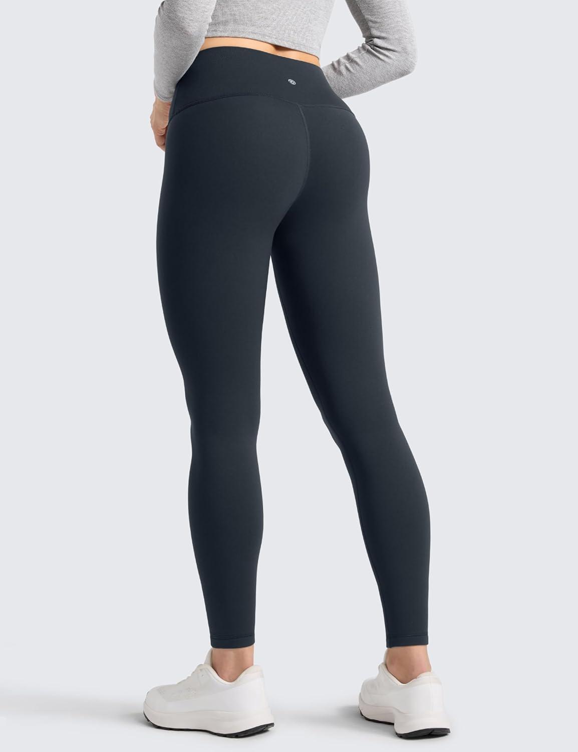 imageCRZ YOGA Matte Fleece Lined Leggings 28 Thermal Casual Lounge Workout Womens Yoga Full Length Pants Winter WarmTrue Navy