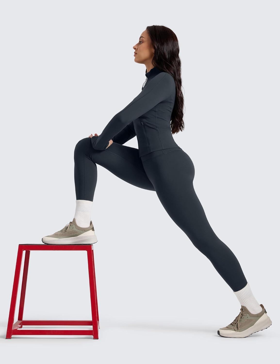 imageCRZ YOGA Matte Fleece Lined Leggings 28 Thermal Casual Lounge Workout Womens Yoga Full Length Pants Winter WarmTrue Navy