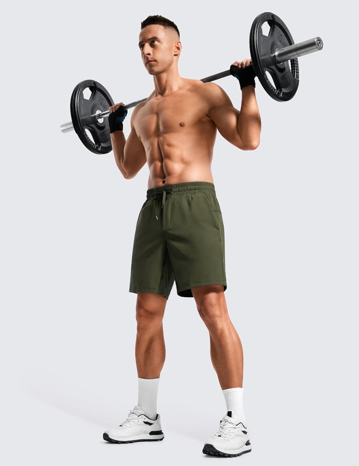 imageCRZ YOGA Mens 2 in 1 Running Shorts 7quot Lined Workout Quick Dry Lightweight for Sports Athletic with PocketsDark Olive